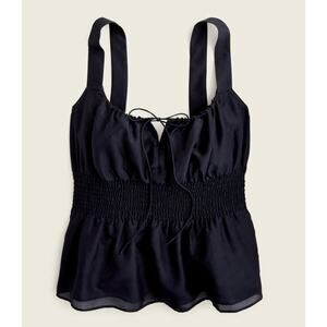 J.Crew Smocked-Waist Tank In Silk-Cotton Voile - L